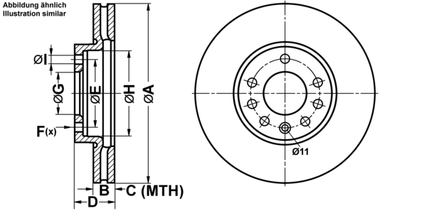 ATE Bremseskive 24032501411 ventileret 285mm 25mm for VAUXHALL SAAB FIAT