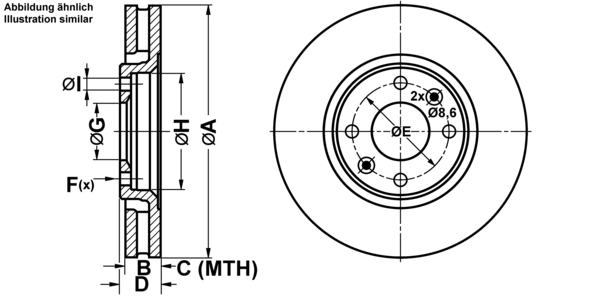 ATE Bremseskive 24032601061 ventileret 283mm 26mm for CITROËN PEUGEOT