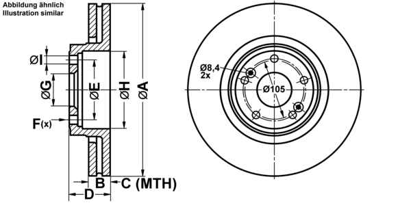 ATE Bremseskive 24032601231 ventileret 300mm 26mm for RENAULT