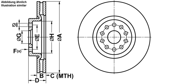 ATE Bremseskive 24012801181 ventileret 310mm 28mm for FIAT
