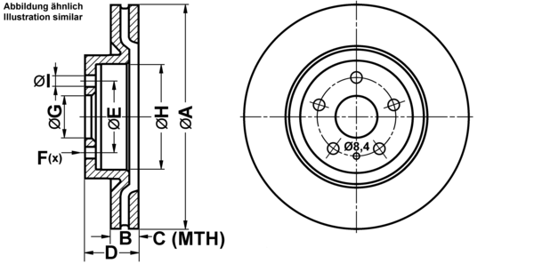 ATE Bremseskive 24.0126-0114.1 ventileret 281mm 26mm for FIAT