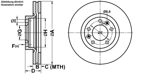 ATE Bremsesæt, skivebremser ijf1414n34 foraksel ventileret 283mm 26mm for PEUGEOT OPEL CITROËN
