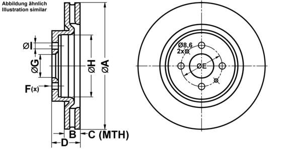 ATE Bremseskive 24012801201 ventileret 305mm 28mm for FIAT