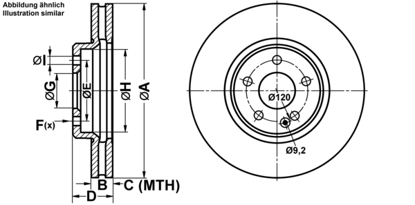 ATE Bremseskive 24012801261 ventileret 316mm 28mm for MERCEDES-BENZ