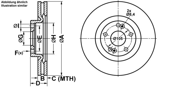 ATE Bremseskive 24012801341 ventileret 305mm 28mm for RENAULT