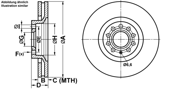 ATE Bremsesæt, skivebremser ijf1418zm1 foraksel ventileret 320mm 30mm for VAG