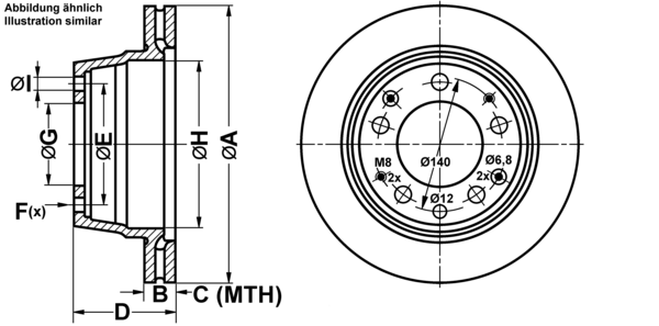 ATE Bremseskive 24012401901 ventileret 290mm 24mm for PORSCHE