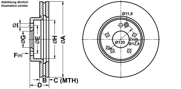 ATE Bremseskive 24012501071 ventileret 294mm 25mm for MERCEDES-BENZ