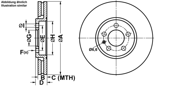 ATE Bremseskive 24012501081 ventileret 288mm 25mm for VAG