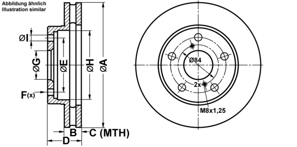 ATE Bremseskive 24012501291 ventileret 258mm 25mm for TOYOTA