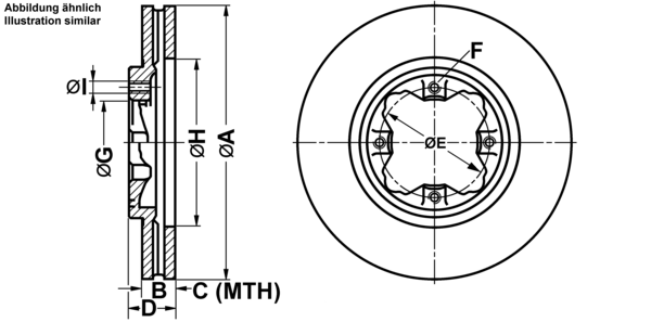 ATE Bremseskive 24012501301 ventileret 282mm 25mm for HONDA