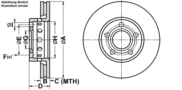 ATE Bremseskive 24012501391 ventileret 276mm 25mm for VAG
