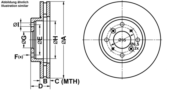 ATE Bremseskive 24012501461 ventileret 282mm 25mm for HONDA