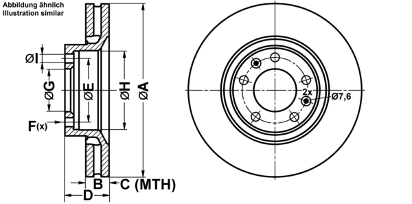 ATE Bremseskive 24012601001 ventileret 283mm 26mm for CITROËN PEUGEOT