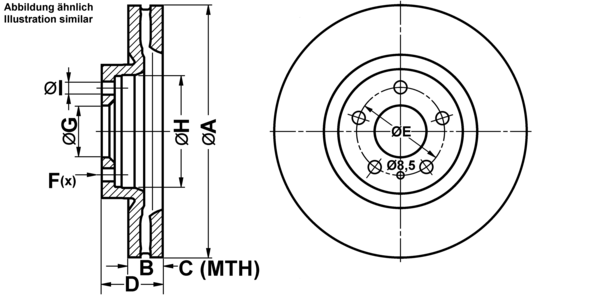 ATE Bremseskive 24.0126-0103.1 ventileret 281mm 26mm for FIAT
