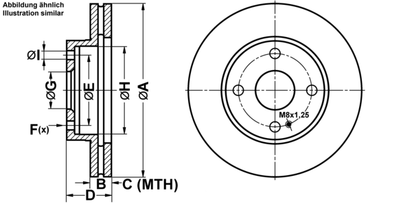 ATE Bremseskive 24012201661 ventileret 235mm 22mm for MAZDA