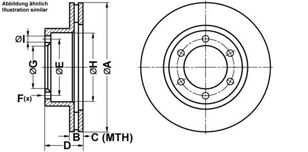 ATE Bremseskive 24012201851 ventileret 319mm 22mm for TOYOTA