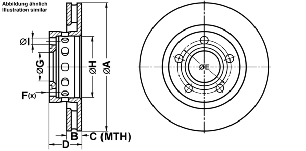 ATE Bremseskive 24012201981 ventileret 269mm 22mm for VAG