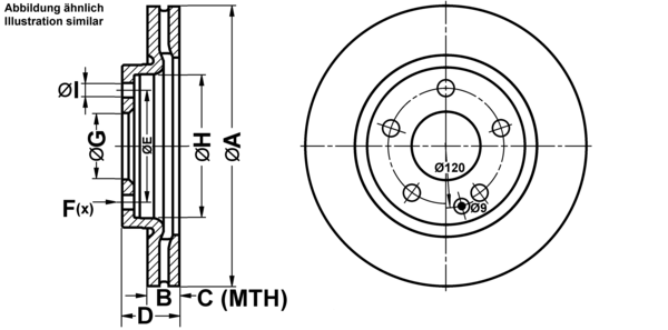 ATE Bremseskive 24012201991 ventileret 270mm 22mm for MERCEDES-BENZ