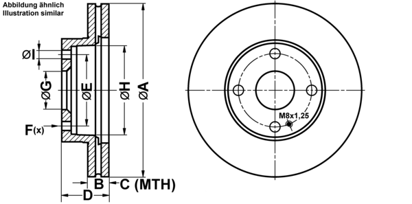 ATE Bremseskive 24012202071 ventileret 235mm 22mm for MAZDA