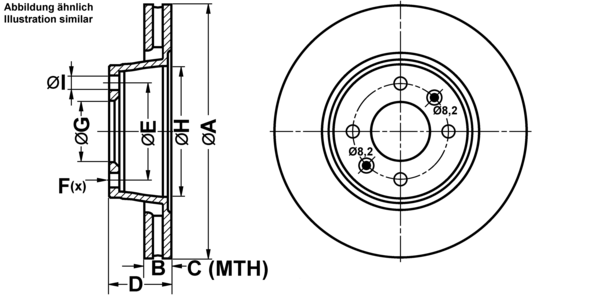 ATE Bremseskive 24012301011 ventileret 280mm 23mm for SAAB