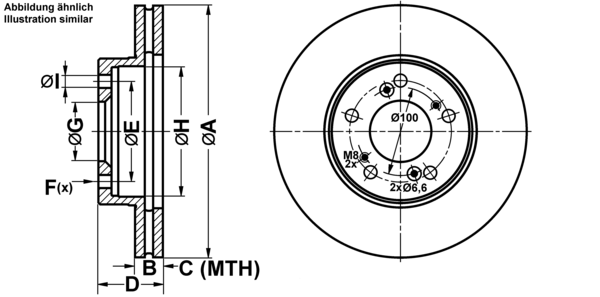 ATE Bremseskive 24012301041 ventileret 282mm 23mm for HONDA