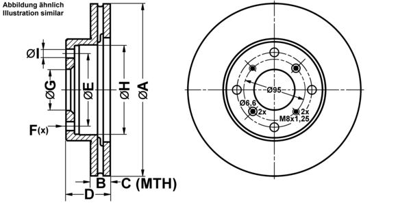 ATE Bremseskive 24012301051 ventileret 260mm 23mm for HONDA