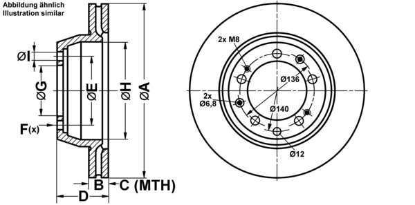 ATE Bremseskive 24012401161 ventileret 299mm 24mm for PORSCHE