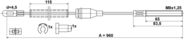 ATE Håndbremsekabel 24372707282 for VAUXHALL