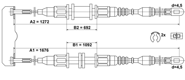 ATE Håndbremsekabel 24372707302 for VAUXHALL DAEWOO