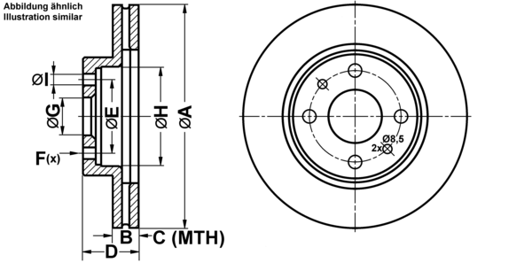 ATE Bremseskive 24.0120-0186.1 ventileret 239mm 20mm for LADA
