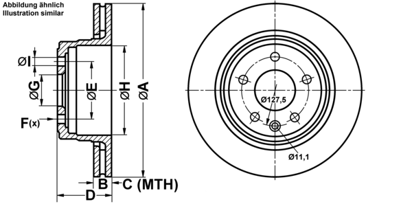 ATE Bremseskive 24012001881 ventileret 305mm 20mm for JAGUAR