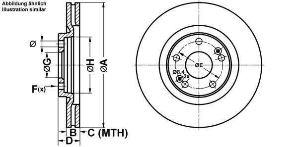 ATE Bremseskive 24012101011 ventileret 285mm 21mm for RENAULT