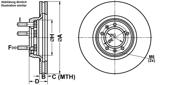 ATE Bremseskive 24012201192 ventileret 269mm 22mm for FIAT