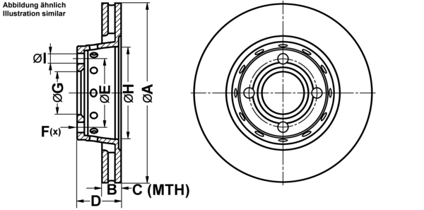 ATE Bremsesæt, skivebremser ijf1419uk3 foraksel ventileret 280mm 22mm for VAG