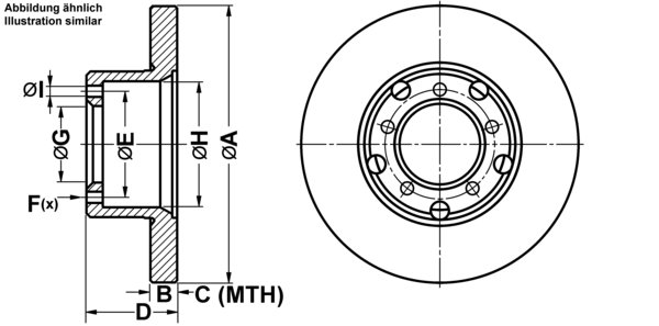 ATE Bremseskive 24012201401 fuld 280mm 22mm for MERCEDES-BENZ