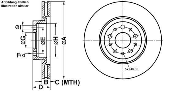 ATE Bremsesæt, skivebremser ijf141dci7 foraksel ventileret 284mm 22mm for PEUGEOT VAUXHALL OPEL FIAT