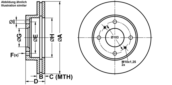 ATE Bremsesæt, skivebremser ijf1415j70 foraksel ventileret 257mm 22mm for NISSAN