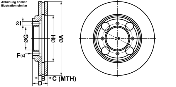 ATE Bremseskive 24.0122-0170.1 ventileret 257mm 22mm for HYUNDAI