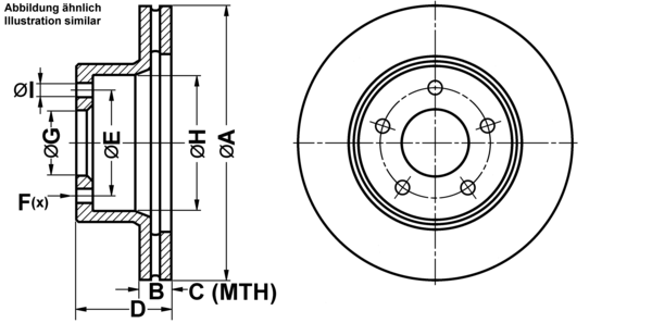 ATE Bremseskive 24.0122-0181.1 ventileret 280mm 22mm for JEEP