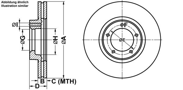 ATE Bremseskive 24012401311 ventileret 254mm 24mm for FORD