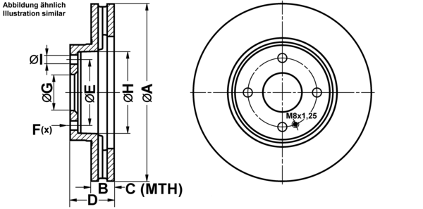 ATE Bremseskive 24012401641 ventileret 258mm 24mm for MAZDA