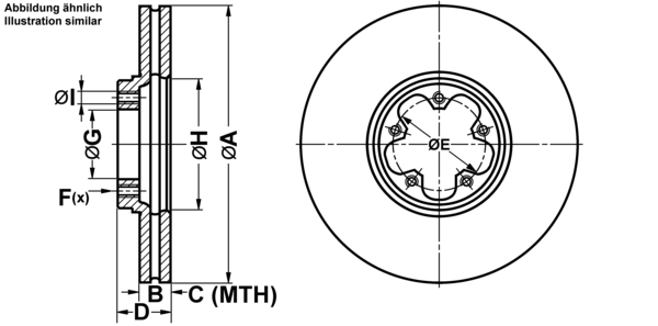 ATE Bremseskive 24012401681 ventileret 294mm 24mm for FORD