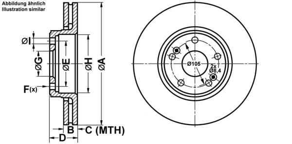 ATE Bremseskive 24012401691 ventileret 280mm 24mm for RENAULT
