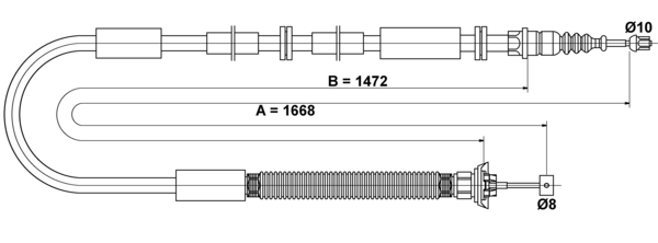 ATE Håndbremsekabel 24372705542 for FIAT
