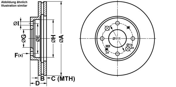ATE Bremseskive 24012401701 ventileret 276mm 24mm for MITSUBISHI
