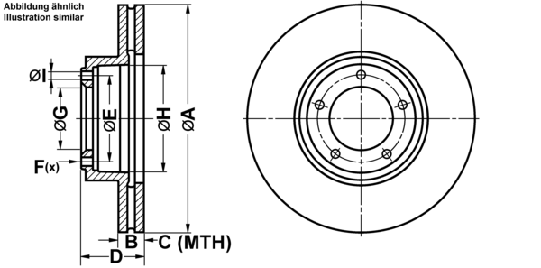 ATE Bremseskive 24.0124-0174.1 ventileret 284mm 24mm for JAGUAR