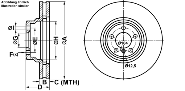 ATE Bremseskive 24013601011 ventileret 374mm 36mm for BMW