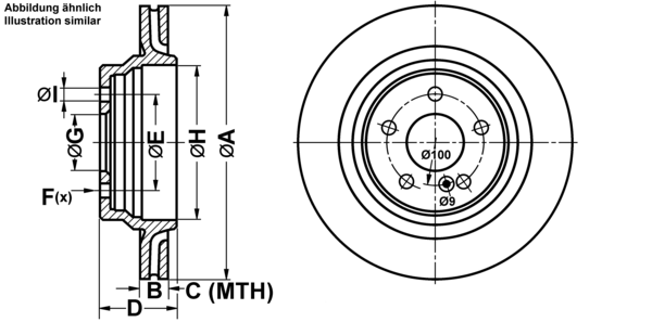 ATE Bremseskive 24012202131 ventileret 315mm 22mm for MERCEDES-BENZ