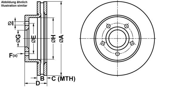 ATE Bremseskive 24012601301 ventileret 305mm 26mm for JEEP
